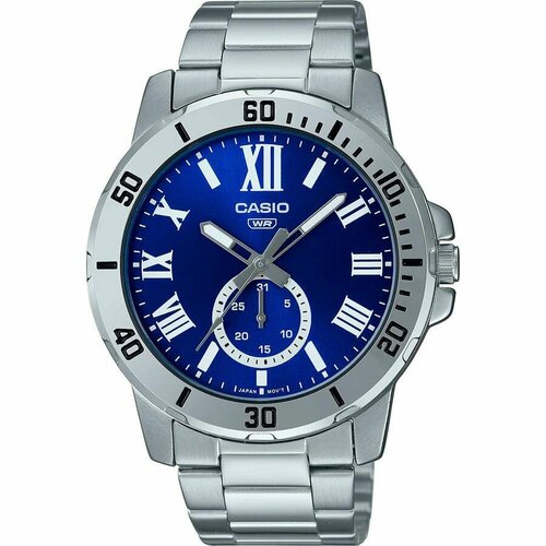 фото Наручные часы casio, серебряный, синий