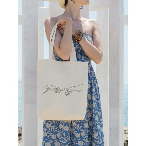 фото Сумка шоппер , фактура плетеная, белый kotofoto76