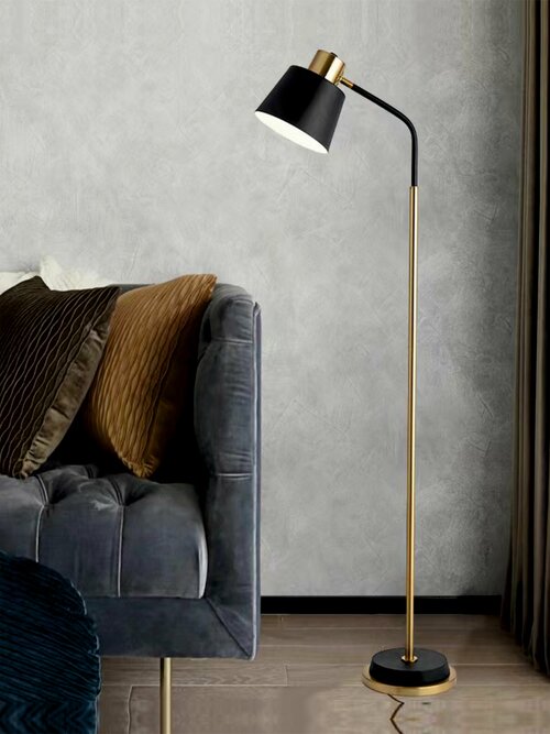 Торшер напольный светильник для спальни или гостиной VertexHome VER-9905B, Чёрный, матовое золото