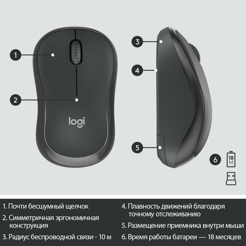 Комплект: клавиатура+мышь LOGITECH MK295 Silent Wireless Combo (920-009813)