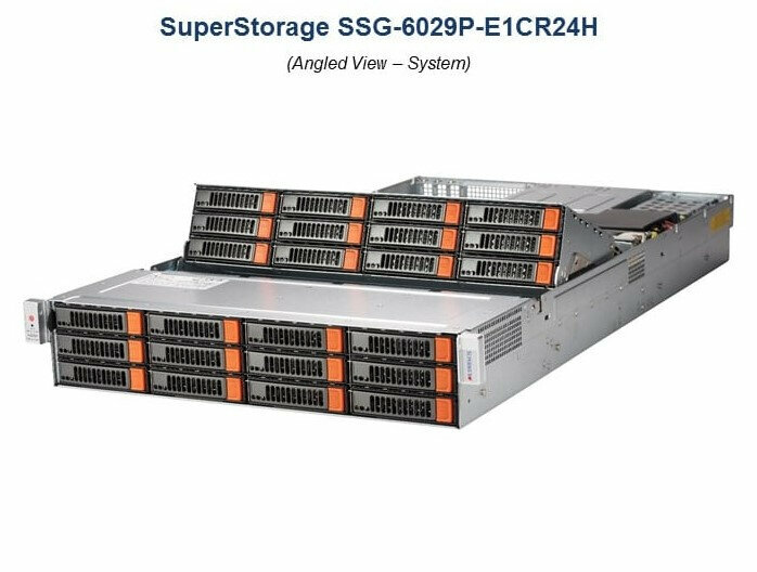 Сервер Supermicro SuperStorage 6029P-E1CR24H без процессора/без ОЗУ/без накопителей/количество отсеков 25" hot swap: 2/количество отсеков 35" hot swap: 24/2 x 1600 Вт/LAN 1 Гбит/c