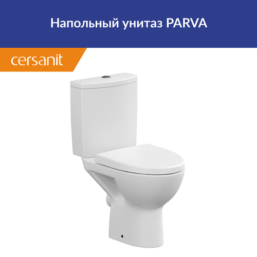 Унитаз-компакт Cersanit Parva Clean On KO-PA011-3/6-COn-DL с горизонтальным выпуском белый унитаз подвесной cersanit parva clean on dpl eo с сиденьем микролифт s mz parva con dl w