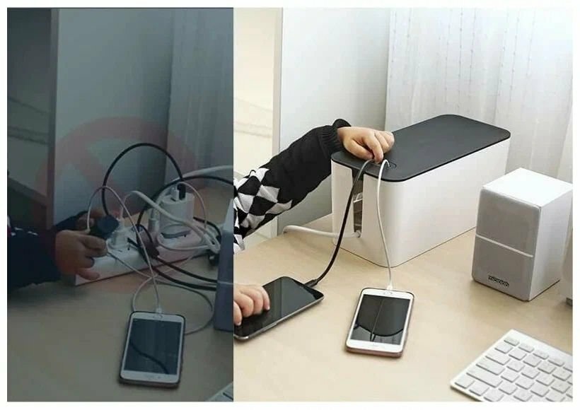Короб UGreen LP110 (30398) Universal Cable Management Box, размер L, белый, 425 мм — фото 1