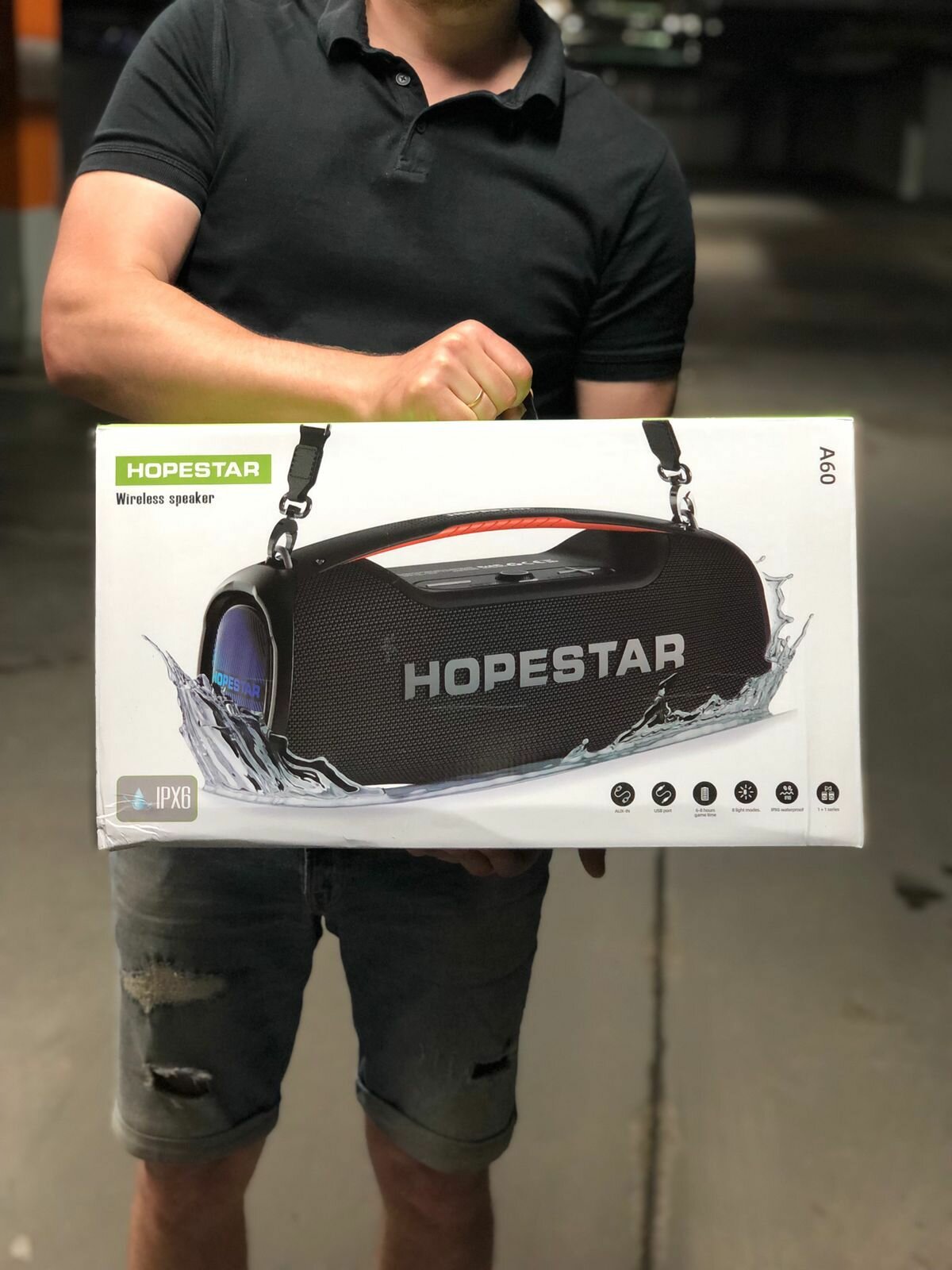 Портативная Беспроводная Bluetooth Колонка Hopestar A60 100W / Караоке Система / Беспроводной Микрофон