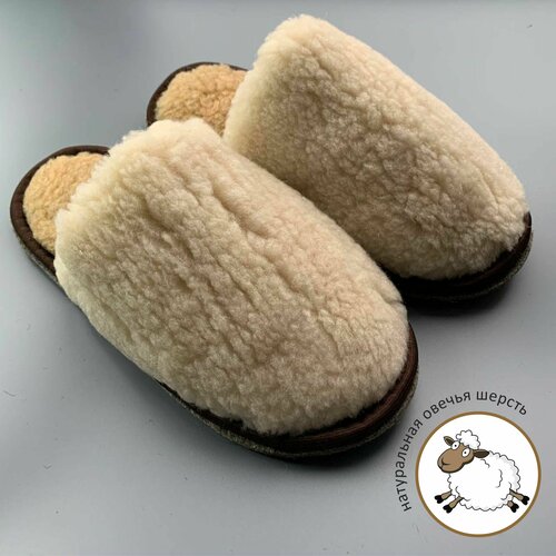 Тапочки Wool Lamb, размер 40/41, бежевый женские подследники wool lamb укороченные утепленные размер 41 45 бежевый