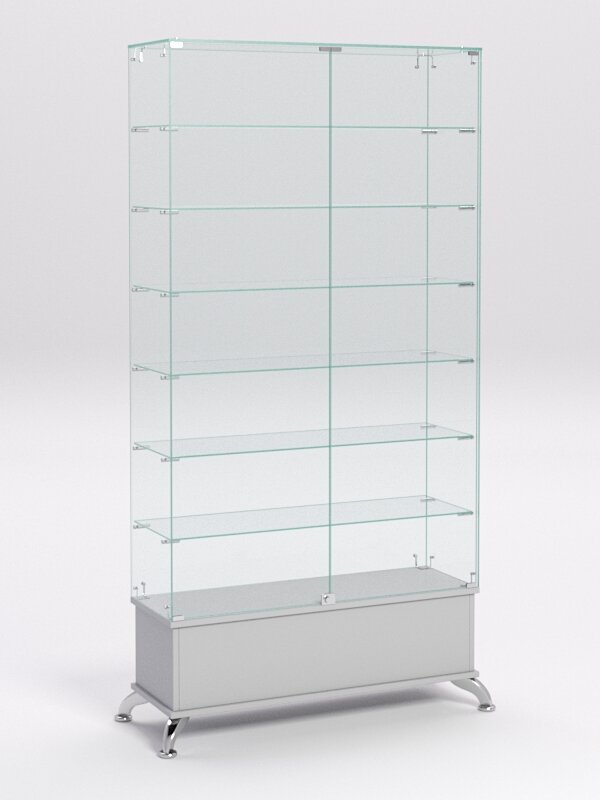 Витрина стеклянная "примавера подиум классик" №35 (с дверками, задняя стенка - стекло), Белый 90 x 30 x 180 см