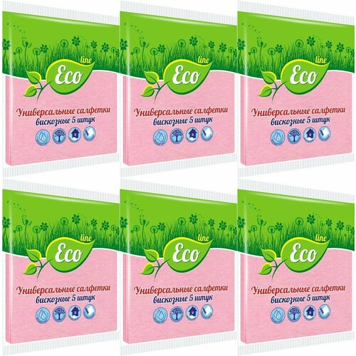 Eco Line Салфетки для уборки Универсальные, 5 штук в упаковке, 6 уп