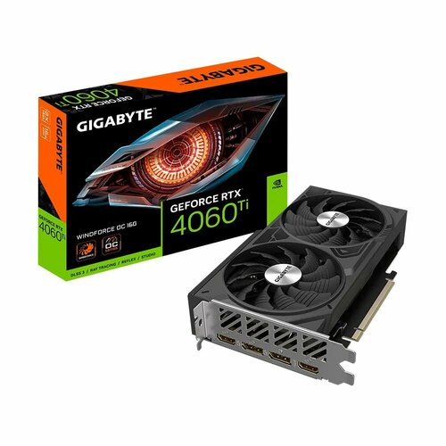 Видеокарта Gigabyte RTX4060Ti WINDFORCE OC 16GB GDDR6 128-bit DPx2 HDMIx2 2FAN RTL 66788₽