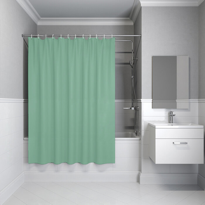 Штора для ванной IDDIS Base BL05P24i11 200x240 см водоотталкивающая зеленая с кольцами