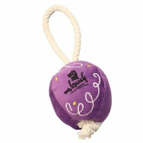 Игрушка для собак мелких и средних пород Mr.Kranch Шарик новогодний с канатом, фиолетовая, 20х9х9 см