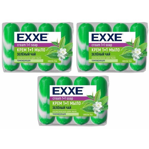 EXXE Крем-мыло туалетное 1+1 Зеленый чай, 4 х 90 г, Экопак, 3 уп