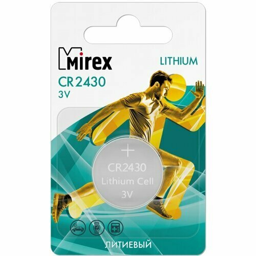 Батарейка CR2430 3В литиевая Mirex в блистере 1 шт. mirex батарейка литиевая mirex cr2430 1bl 3в блистер 1 шт