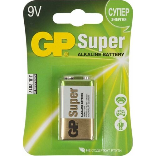 Батарея GP Super Alkaline 1604A 6LR61 9V (1шт) батарея energizer industrial 6lr61 9v 1шт e301425100