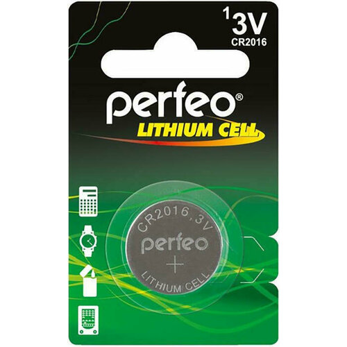 Батарейка Батарейка CR2016 литиевая Perfeo CR2016/1BL Lithium Cell 1шт