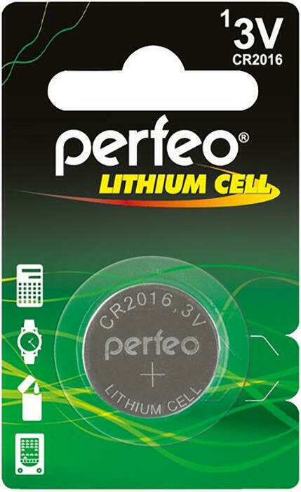 Батарейка Батарейка CR2016 литиевая Perfeo CR2016/1BL Lithium Cell 1шт