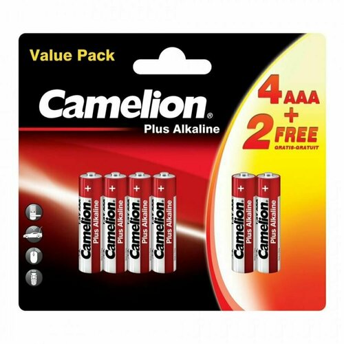 Camelion LR03 Plus Alkaline 4+2 (4+2LR03-BP, батарейка,1.5В) 6 шт.