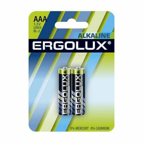 Батарейки щелочные Ergolux - тип AAA, 1.5В, 2 шт. в упаковке