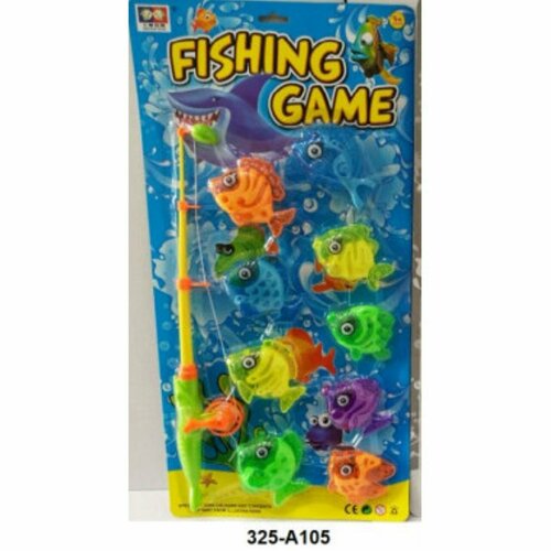 Набор игровой Рыбалка 8 рыбок и удочка на картоне 48х7х4см набор рыбок