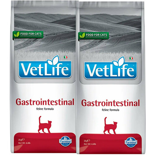 FARMINA VET LIFE FELINE GASTROINTESTINAL для взрослых кошек при заболеваниях желудочно-кишечного тракта (2 + 2 кг)