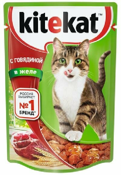 Kitekat Паучи с говядиной в желе для кошек 10151299 10227775 0,085 кг 25118 (2 шт)