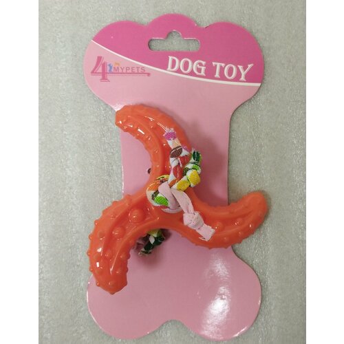 4 My Pets Игрушка для собак Маховик с канатиками, Оранжевая