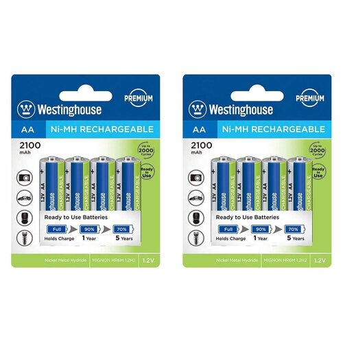 Аккумуляторы Westinghouse 2100 mAh R6/AA 8шт.