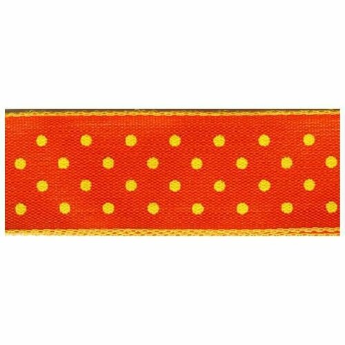 Декоративная лента, с рисунком - горошек, 25 мм, 15 м, оранжевая, 1 упаковка декоративная лента с рисунком совы 15 мм 15 м оранжевая 1 упаковка
