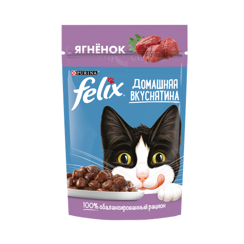 Влажный корм для кошек FELIX Домашняя Вкуснятина ягненок, в соусе, 75 г*26 шт