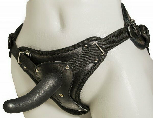 LOVETOY (А-Полимер) страпон стрейч-кожа/неоскин Harness Woman Strap 12 см, 837303, черный