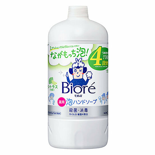 Купить KAO Biore U Антибактериальная пенка для мытья рук с ароматом цитруса, сменная упаковка 770 мл