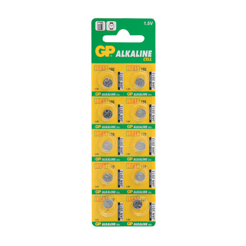 Батарейка GP Alkaline 192 (G3, LR41), алкалиновая, 1 шт, в блистере (отрывной блок), 4891199015533