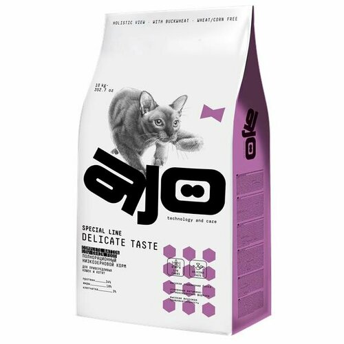 AJO Delicate Taste корм низкозерновой для привередливых кошек и котят 10кг