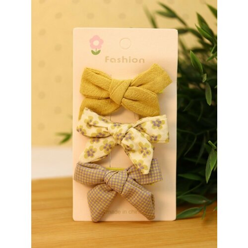 Набор заколок для волос Yellow bows, 3 шт. в наборе