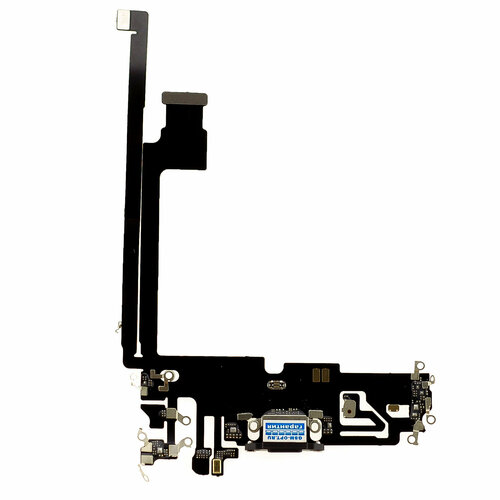 Шлейф для iPhone 12 Pro Max в сборе с разъемом зарядки и микрофоном, черный