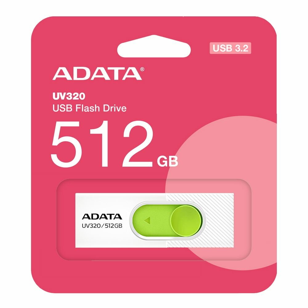 Накопитель USB 3.2 512GB A-Data UV320, белый/зеленый - фото №10