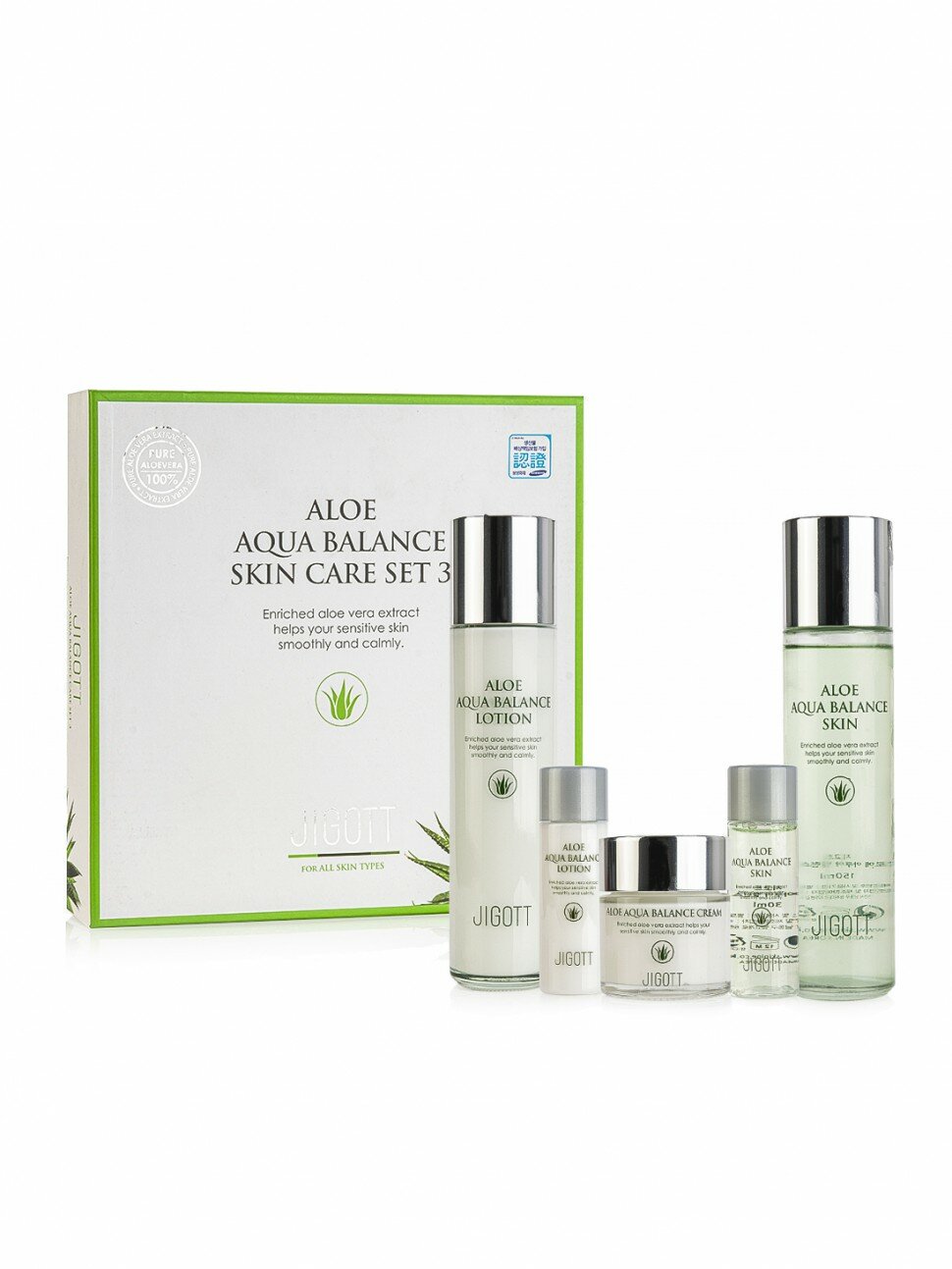 Набор для лица с алоэ Jigott Aloe Aqua Balance Skin Care 3 Set