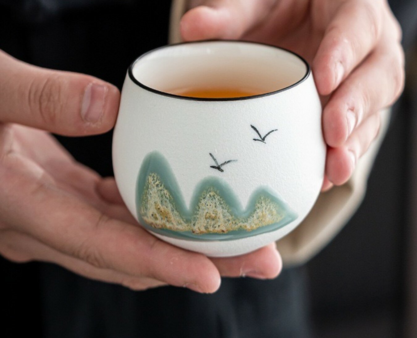 Пиала для чая Белая "Горы" керамика, 150 мл — фото 1