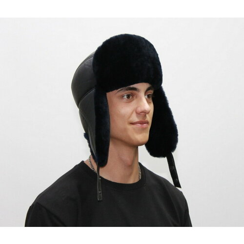 фото Шапка ушанка ушанка мутоновая мужская, размер 62, синий мария