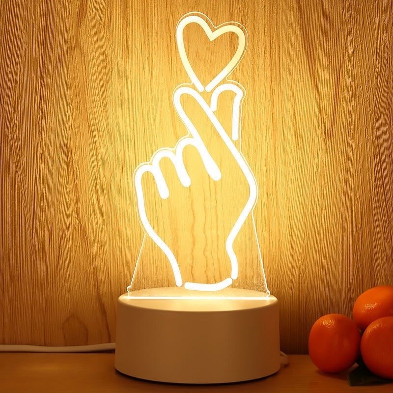 Ночник 3D светодиодный на подставке USB рука с сердцем - фотография № 16