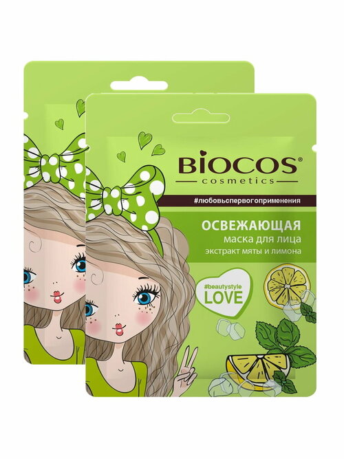 Тканевая маска для лица BioCos Освежающая х 2 шт.