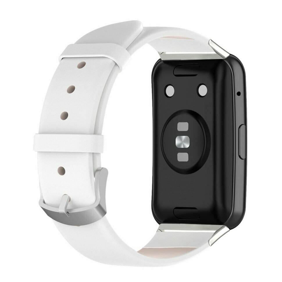 фото Кожаный ремешок для Huawei Watch Fit TIA-B09 (белый)