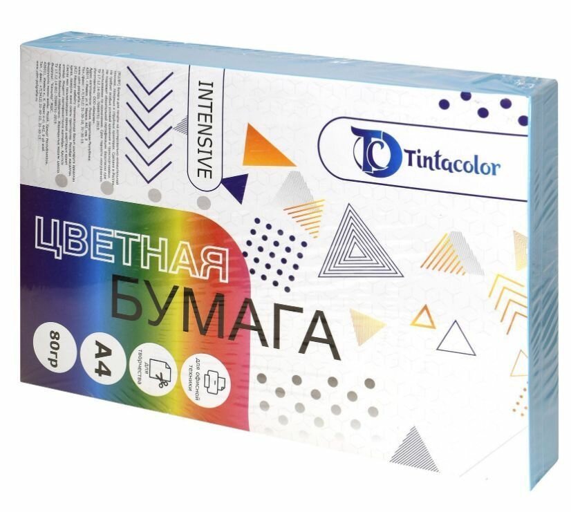 Tintacolor Бумага цветная для печати, А4, 80 гр./м2, синий, 500 листов