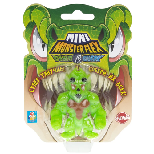 Фигурка тянущаяся MINI MONSTER FLEX DINO VS SHARK трицерокс 7 см 1TOY Т23837_3