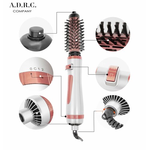 Профессиональный фен щетка для волос Термощетка для укладки волос Стайлер c щеткой Фен расческафиолетовыйс вращающейся насадкой 2899₽