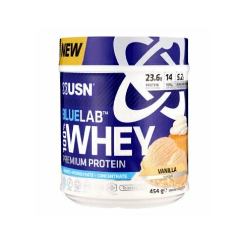 USN BlueLab 100% Premium Whey Van блюлаб 100% ВЕЙ премиум протеин со вкусом ванили, порошок, 454 гр