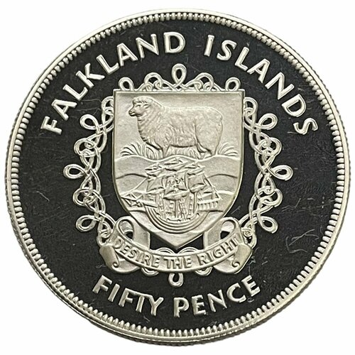 Фолклендские острова 50 пенсов 1977 г. (25 лет правлению Королевы Елизаветы II) (Ag) (Proof)