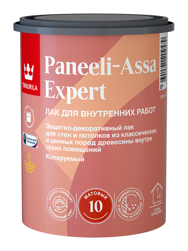 Лак защитно-декоративный интерьерный для древесины Tikkurila Paneeli-Assa Expert (0,9л) полуматовый 20