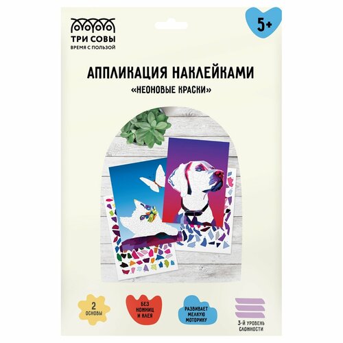 Аппликация наклейками ТРИ совы 