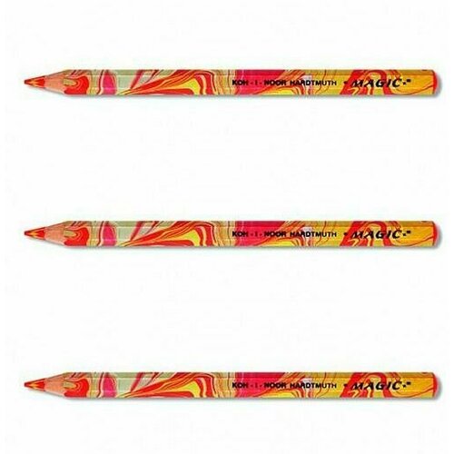 KOH-I-NOOR Карандаши многоцветные Magic Fire, 3 шт карандаш специальный koh i noor magic fire шестигранный с заточкой многоцветный грифель