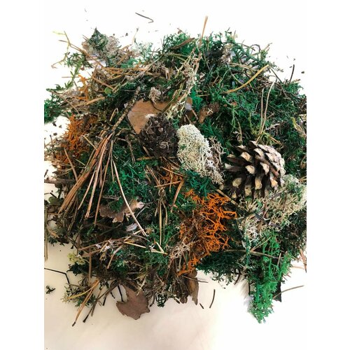 Мох микс мульча для творчества Стабилизированный Stabflora белый, оранжевый, зеленый, коричневый, комбинированный, голубой, красный, черный, желтый, серый, бесцветный